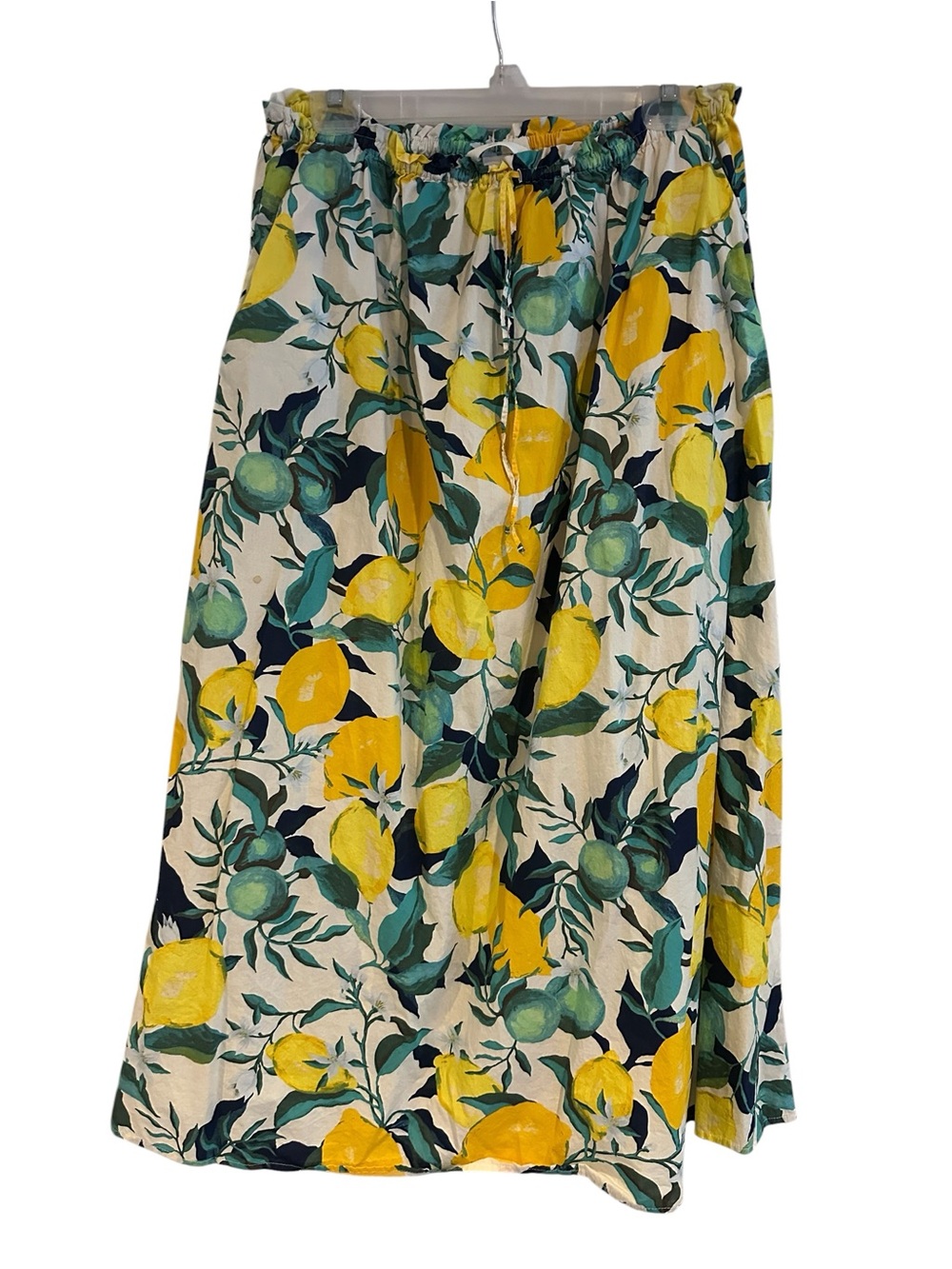H&M Lemon Print Maxi Skirt with Elastic Tie Waist Size L